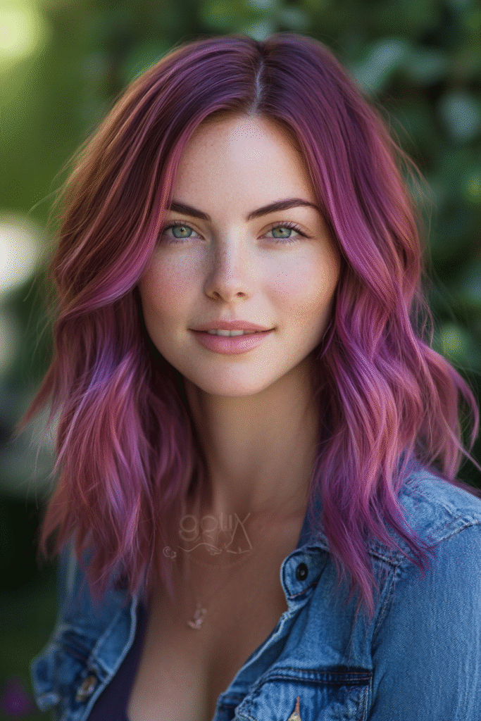 light pink wavy hair
