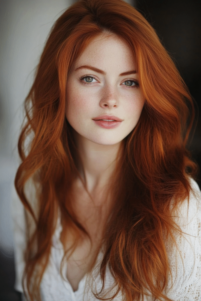 long wavy auburn hair